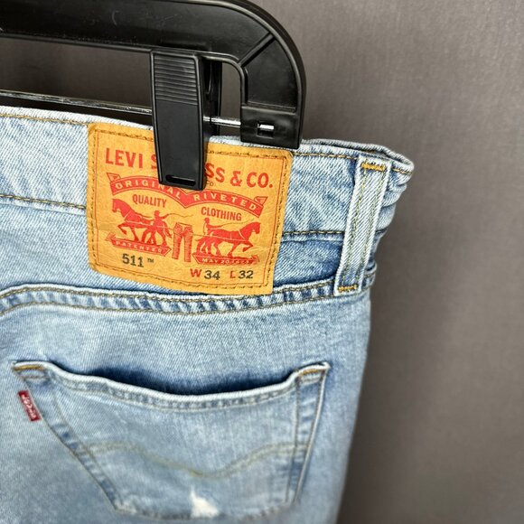 Levi’s 511 Slim Fit Jeans – Light Wash Distressed (W34 L32) - Picture 3 of 3